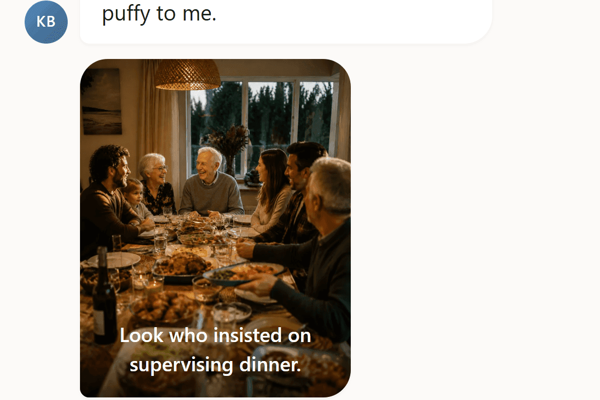 The family thread in John's Circle — a photo from Kirsty and updates on how the day went